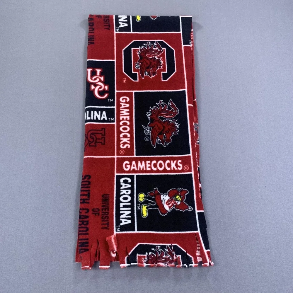South Carolina Gamecocks Scarf‎ Mens Red College Football NCAA Fleece Fringe
